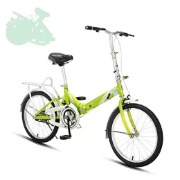  Folding Bike Folding Adult Bicycle, 20-inch Quick-folding Bicycle with Adjustable Handlebar and Seat, Shock-absorbing Spring, Labor-saving Big Crankset, 7 Colors (Green)