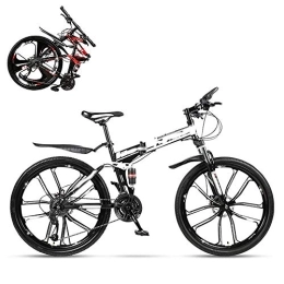  Folding Bike Folding adult bicycle, 26-inch hydraulic shock off-road racing, lockable U-shaped fork, double shock absorption, 21 / 24 / 27 / 30 speed, gift included (Black 30)