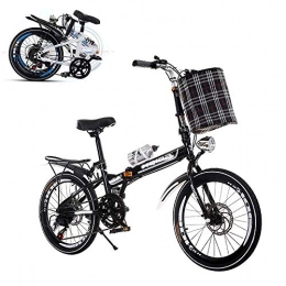 DGHJK Bike Folding Adult Bicycle, Ultra-Light Portable 20-inch Variable Speed Student Mini Bike, Front and Rear Double Discbrake 6-Speed Seat Adjustable