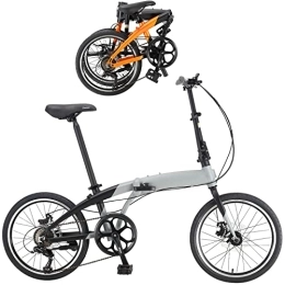 Generic Folding Bike Folding Adult Bicycles Foldable Bike Lightweight Portable Folding Bicycle for Women City Bicycle for Work School Adult Beach Bike, Gray, 20inch