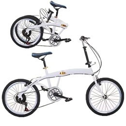 Generic Folding Bike Folding Adult Bicycles Foldable Bike Lightweight Portable Folding Bicycle for Women City Bicycle for Work School Adult Beach Bike, White, 20inch