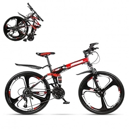 LYTBJ Folding Bike Folding Adult Bike, 26-inch Variable Speed Double Shock Absorption Off-Road Racing, with Front Shock Lock, 4 Colors, Suitable for Height 165-185cm