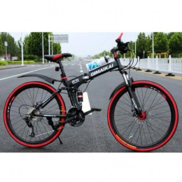 SHUAN Bike Folding Adult Mountain Bike, -Speed Variable Speed MTB Bicycle, Full Suspension Dual Disc Brakes Ravine Bike For Unisex Student B 24