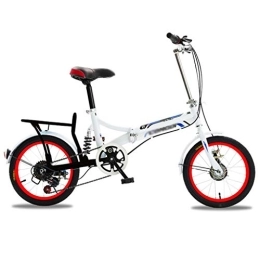 LJHSS Folding Bike Folding Aluminum Alloy Bicycle Front And Rear Dual Disc Brakes Ultra Light Portable Adult Men And Women Small Variable Speed Small Wheels 16 Inch Bicycle Student Bicycle (Color : RED)