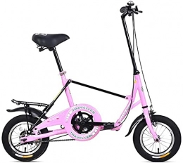 Folding beak bicycle 12in light folding city wheel mens bicycle double shock damper frame anti-skid wear-resistant thick tire load capacity 90 kg-Pink