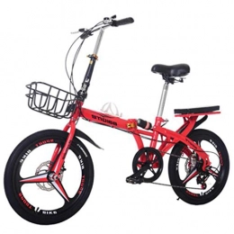 MYANG Folding Bike Folding Bicycle 16, 20 Inch Men And Women Models, Adult Mini Speed Car Double Disc Brake Folding Bicycle, Red, Red, 20