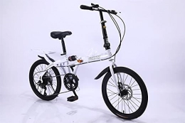 BBZZ Folding Bike Folding Bicycle 20 / 16 Inches, Light And Comfortable Saddle, Suitable for Adult Men, Women, Teenagers, Shoppers, Disc Brakes (Dual Shock Absorbers), White, 20 inches