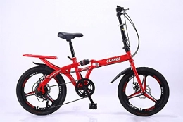 BBZZ Folding Bike Folding Bicycle 20 / 16 Inches, The Saddle Is Light And Comfortable, Suitable for Adult Men, Women, Teenagers, Shoppers, Disc Brakes (Dual Shock Absorbers), Red, 20 inches