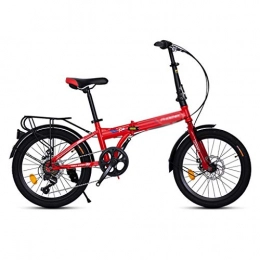 Folding Bikes  Folding Bicycle 20 Inch Adult Bicycles Variable Speed Bike Off-road Adult Bikes 7 Speeds (Color : Red, Size : 20 inches)