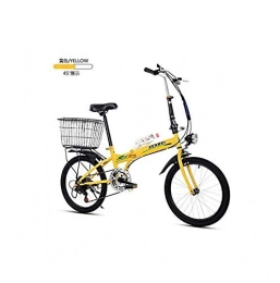 Sooiy Bike Folding Bicycle 20 Inch Adult Folding Bicycle Ultra Light Speed Portable Bicycle To Work School Commute Fast Folding Bicycle (Color : YELLOW, 155 * 30 * 94CM) Bicicletas de carretera