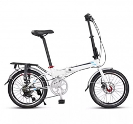GHGJU  Folding Bicycle 20-inch Aluminum Alloy Double-disc Brake Lightweight Folding Bicycle Bike Bicycle, White-20in