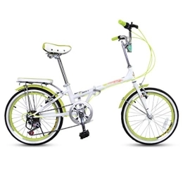 Folding Bikes Folding Bike Folding Bicycle 20-inch Bicycles Variable Speed Bikes Adult Bicycle Children Bike 7 Speed (Color : Green, Size : 20 inches)
