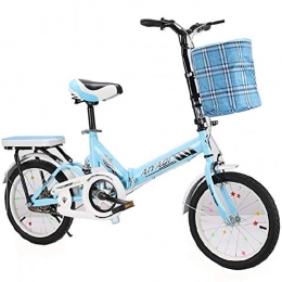 SPOCH Folding Bike Folding Bicycle, 20 Inch bikes, Adult Folding Bicycle Women's Student Ladies Single Speed Variable Speed Shock Absorber Bicycle Portable Commuter Car, Blue