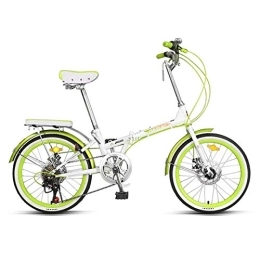 LLF Bike Folding Bicycle, 20 Inch Bikes for Adults, Women'S Light Work Adult Adult Ultra Light Variable Speed Portable Adult Small Student Male Bicycle Folding Carrier Bicycle Bike (Color : Green)