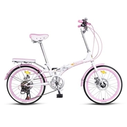 LLF Bike Folding Bicycle, 20 Inch Bikes for Adults, Women'S Light Work Adult Adult Ultra Light Variable Speed Portable Adult Small Student Male Bicycle Folding Carrier Bicycle Bike (Color : Pink)