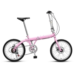 LLF Bike Folding Bicycle, 20 Inch Bikes for Adults, Women'S Light Work Adult Adult Ultra Light Variable Speed Portable Adult Small Student Male Bicycle Folding Carrier Bicycle Bike (Color : Pink, Size : 20in)