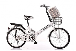 DYM Bike Folding bicycle 20-inch ladies bike lightweight and portable bicycle without installation with basket load-bearing 120kg(Color:white, Size:By sea)