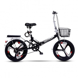WGG Bike Folding Bicycle 20 Inch Portable Ultra-Light Small Variable Speed Bikes With Basket For Women-Men (Color : Black, Size : 20 inch)