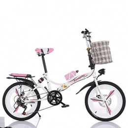 Domrx Folding Bike Folding Bicycle 20-Inch Shock Absorber Speed Change Three-Knife Disc Brake Adult Male and Female Students Portable Small Bicycle-Pink