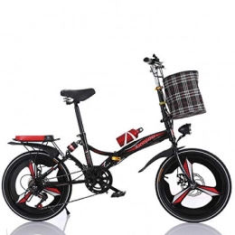 Domrx Folding Bike Folding Bicycle 20-Inch Shock Absorber Speed Change Three-Knife Disc Brake Adult Male and Female Students Portable Small Bicycle-Red