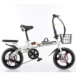 Domrx Folding Bike Folding Bicycle 20-Inch Speed Change Three-Knife Disc Brake for Adult Men and Women Ultra-Light Students Portable Small Bicycle-White