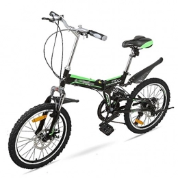 LI SHI XIANG SHOP  Folding bicycle 20 inch student adult mountain bike disc brake speed bike ( Color : Black green )