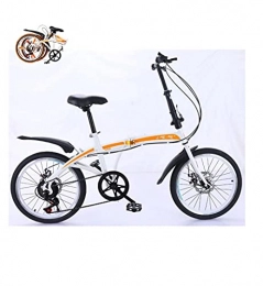 DYM Folding Bike Folding bicycle 20 inch variable speed double disc brake adult ladies bicycle Unisex aluminum alloy city comfortable road mountain bike outdoor riding(Color:white A, Size:Railway)