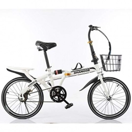 Domrx Folding Bike Folding Bicycle 20-Inch Variable Speed Grid Disc Brake Adult Ultra-Light Students Portable Small Bicycle-White
