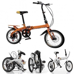WXH Folding Bike Folding Bicycle, 6-Speed Variable Speed, 16-Inch Wheels, Carbon Steel, Double Disc Brake, Great for City Riding and Commuting