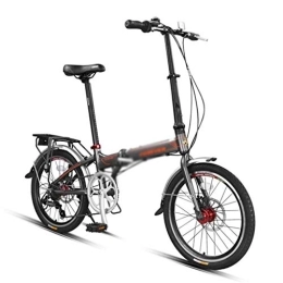 Folding Bikes  Folding Bicycle Adult Bike 20 Inch Bicycles Portable Aluminum Alloy Variable Speed Bikes 7 Speed (Color : Black, Size : 20inches)