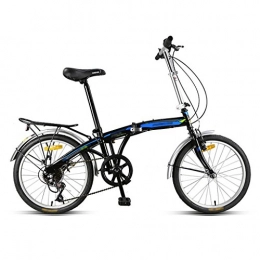 LI SHI XIANG SHOP  Folding bicycle adult student light carrying mini 7 variable speed 20 inch bike ( Color : Black blue )