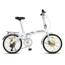 LI SHI XIANG SHOP Folding Bike Folding bicycle adult student light carrying mini 7 variable speed 20 inch bike ( Color : White )