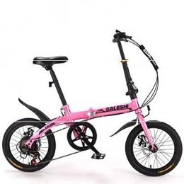 Domrx Bike Folding Bicycle Aluminum Alloy Material 16 Inch Aluminum Front and Rear Disc Brake-Pink_14 inch_Variable Speed