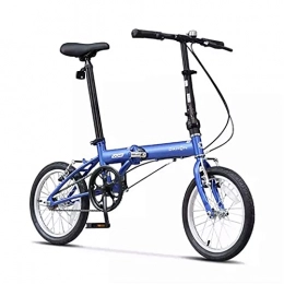Folding Bicycle Bike High Carbon Steel Single Speed 16 Inch Urban Cycling Commuter Boys and Girls Adult Bike BJY969 (Color : Blue)