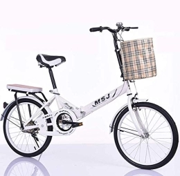 FHKBB Bike Folding Bicycle Children Big Children Adult Male And Female Students Bicycle Safe And Sensitive Braking Carbon Steel Frame Load 70Kg As A Birthday Present 20", White (Color : White)