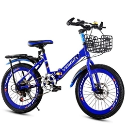 FHKBB Bike Folding Bicycle Children Big Children Adult Male And Female Students Safe And Sensitive Braking Variable Speed Device As A Birthday Present, Blue 1, 22" (Color : Blue 2, Size : 18")