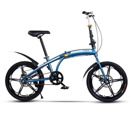 XQIDa durable Folding Bike Folding Bicycle City Bike for Adult 20inch Commute Bicycle for men women single Speed Gears&Dual Disc Brakes Cycle, Seat / handlebars are adjustable, foldable design, easy storage.color:blue