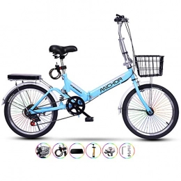 Dongshan Bike Folding bicycle comfortable seat 20 inch adult male ladies bicycles ultra-light 6-speed bikes with basket encrypted color banner student small bicycle High-carbon steel