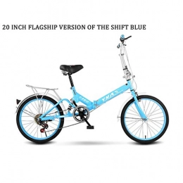 BIKESJN Folding Bike Folding bicycle Compact City Bike students Bicycle Lightweight Bike Shopper Bicycle lovely bike adult Single Variable speed bicycle (Color : Blue, Size : Variable speed)