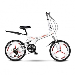 BIKESJN Bike Folding Bicycle for Adult Mountain Bike 20 Inch Portable Bicycle Shock-absorbing Male And Female Students Bicycle City Bicycle Road Bike ( Size : One machine wheel white )
