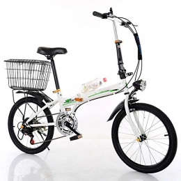 MUXIN Bike Folding Bicycle for Ladies And Men 20" Lightweight Alloy Folding City Bike Bicycle, Ultra Light Speed Portable Bicycle To Work School Commute, White