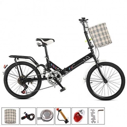 MUXIN Bike Folding Bicycle for Ladies And Men 20" Lightweight Alloy Speed Adult Variable-Speed Folding Mountain Bike Bicycle, Ultra Light Speed Portable Bicycle To Work School Commute, Black