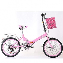 MUXIN Bike Folding Bicycle for Ladies And Men 20" Lightweight Alloy Speed Adult Variable-Speed Folding Mountain Bike Bicycle, Ultra Light Speed Portable Bicycle To Work School Commute, Pink