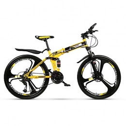 MUXIN Folding Bike Folding Bicycle for Ladies And Men 26" Lightweight Alloy 21 Speed Adult Variable-Speed Folding Mountain Bike Bicycle, Ultra Light Speed Portable Bicycle To Work School Commute, Yellow