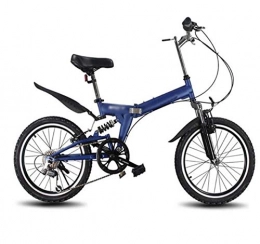 Gaoyanhang Bike Folding bicycle, front and rear double brakes, 20-inch wide-wheeled 6-speed mountain bike (Blue)