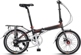 CHEFFS Folding Bike Folding Bicycle Lightweight Alloy Folding City Bike Bicycle, Foldable Bicycle Small Unisex Folding Bicycle 7-Speed Variable Speed, Adult Portable Bicycle City Bicycle (Color : Black, Size : 20Inch)