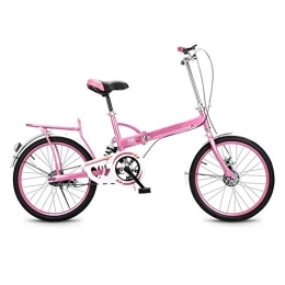 D&XQX Bike Folding Bicycle, Lightweight Carbon Steel Folding City Bike - 16 Inch Men And Women Double V Brake Shock Absorber Variable Speed Portable Bicycle, Pink