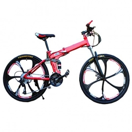 MFWFR Bike Folding Bicycle, Mountain Bike, Variable Speed Bicycle, 26 Inch Men And Women Models Lightweight Folding Bike Bicycle Adult Mini Speed Car Double Disc Brake Folding Bicycle, Red