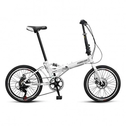 Folding Bikes Bike Folding Bicycle Portable Adult Bike Variable Speed Bikes 20 Inch Bicycles Student Bikes (Color : White, Size : 20 inches)