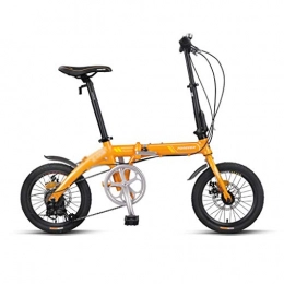Bikes Bike Folding Bicycle Speed Bicycle 16 Inch Bicycle Small Bicycle, High Carbon Steel Frame, 7-speed Transmission System, The Best Gift (Color : Yellow, Size : 133 * 30 * 104cm)